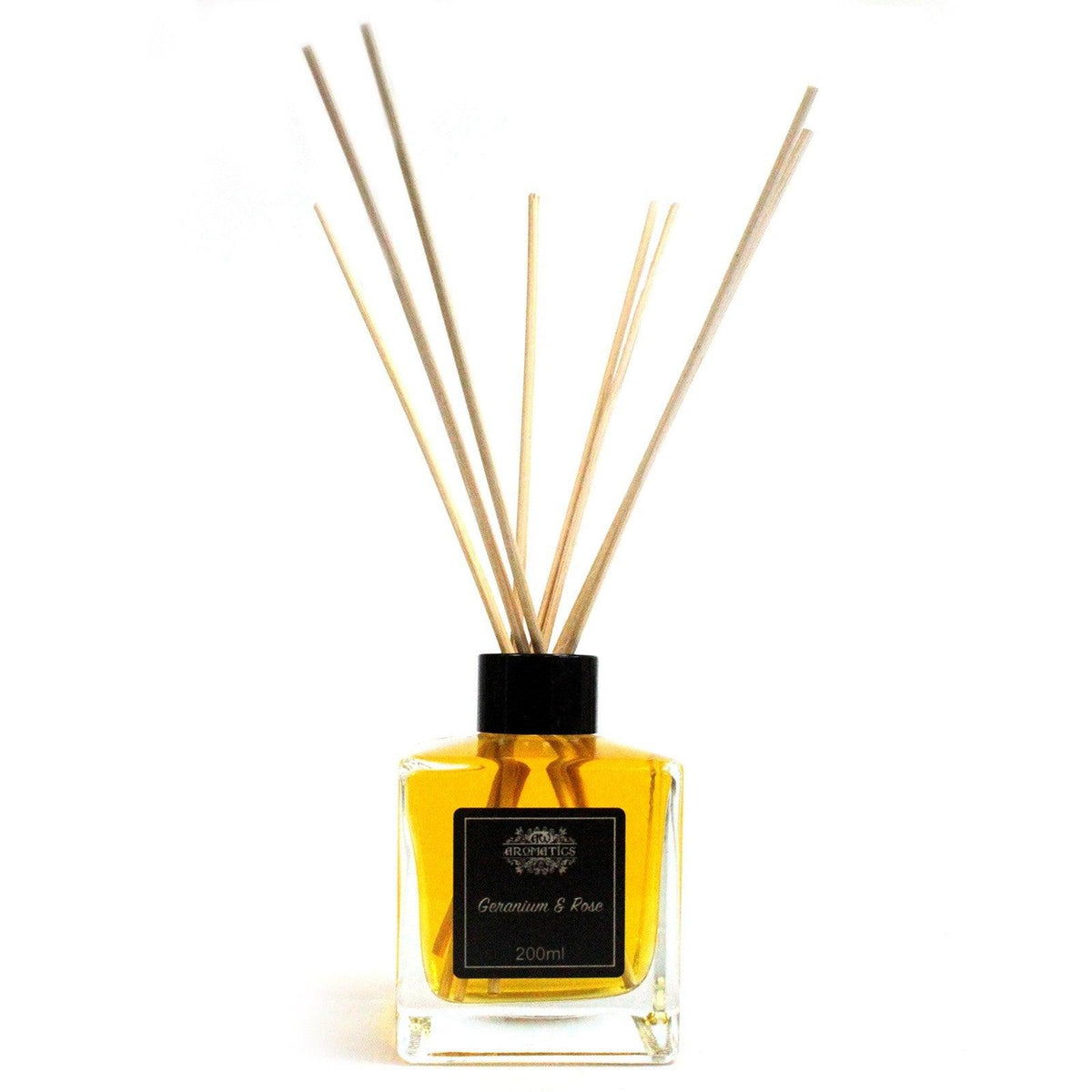 AW Gifts 200ml Geranium and Rose essential oil reed diffuser, decorative accessory with floral scent and elegant design.