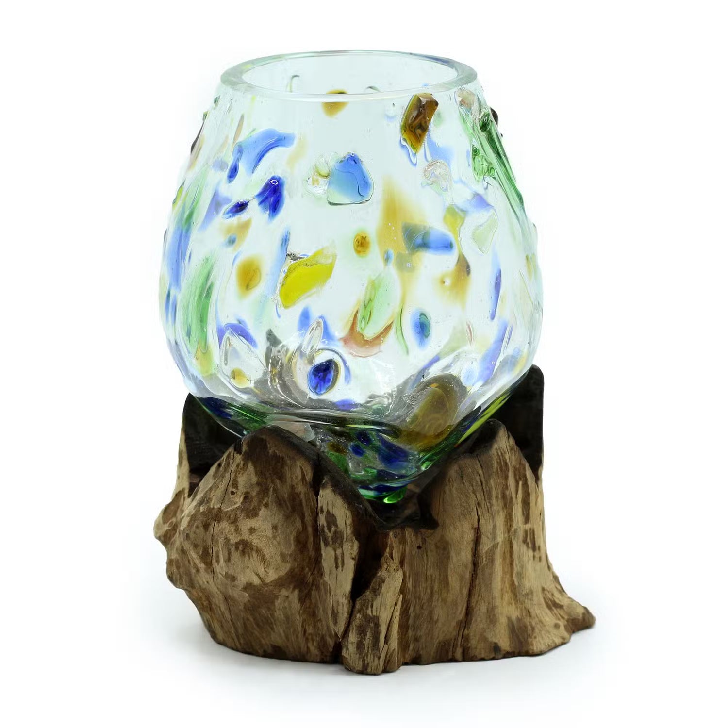 Molten Coloured Glass on Gamal Wood – Medium Bowl