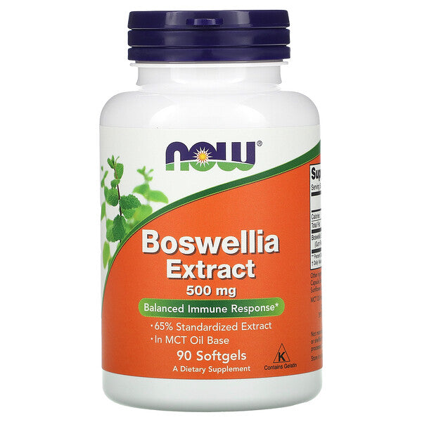 MKSTAVRINOS Boswellia Extract softgels, 500 mg supplement bottle with 90 capsules for joint support and healthy inflammation.