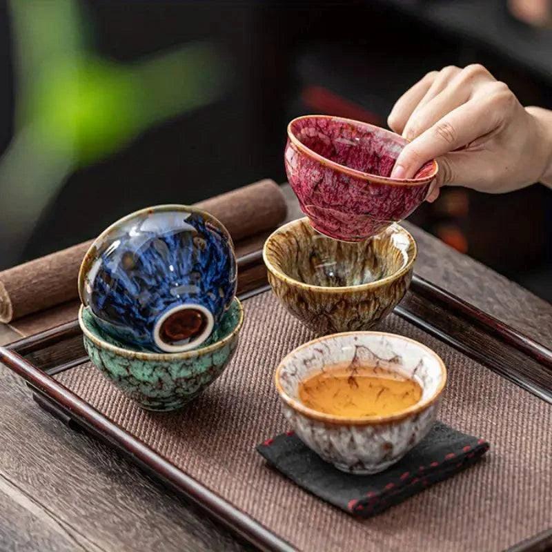 Handmade ceramic teacup set by TEMU, featuring two elegant drink accessories with a smooth glaze finish.
