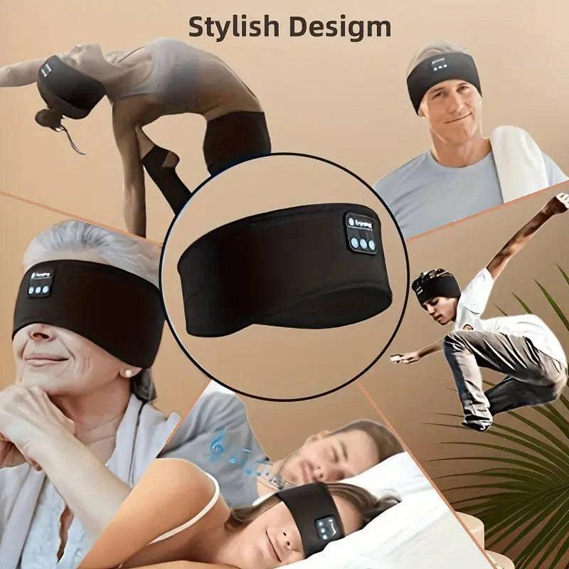 TEMU sports headband sleep headphones with built-in call microphones, ideal for yoga, outdoor fitness, and active sleep routines.