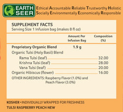 Organic India, Tulsi Raspberry Peach Tea, Caffeine-Free, 25 Infusion Bags