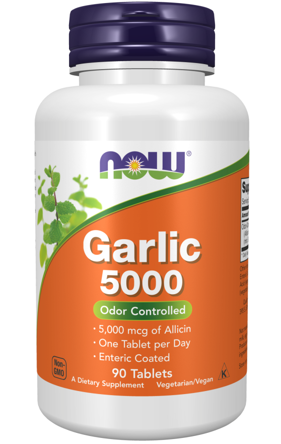NOW Foods Garlic 5000 Odour-Controlled 500 mg – 90 Tablets / 90 Servings