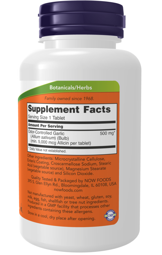 NOW Foods Garlic 5000 Odour-Controlled 500 mg – 90 Tablets / 90 Servings