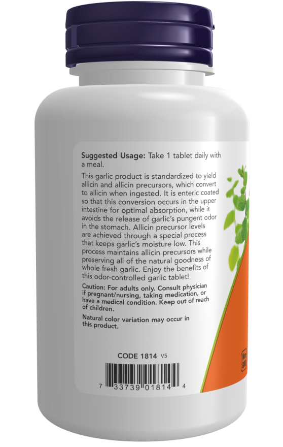 NOW Foods Garlic 5000 Odour-Controlled 500 mg – 90 Tablets / 90 Servings