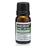 AW Gifts rosemary essential oil in a 10ml bottle, natural skin care product with amber glass bottle and dropper for topical use.