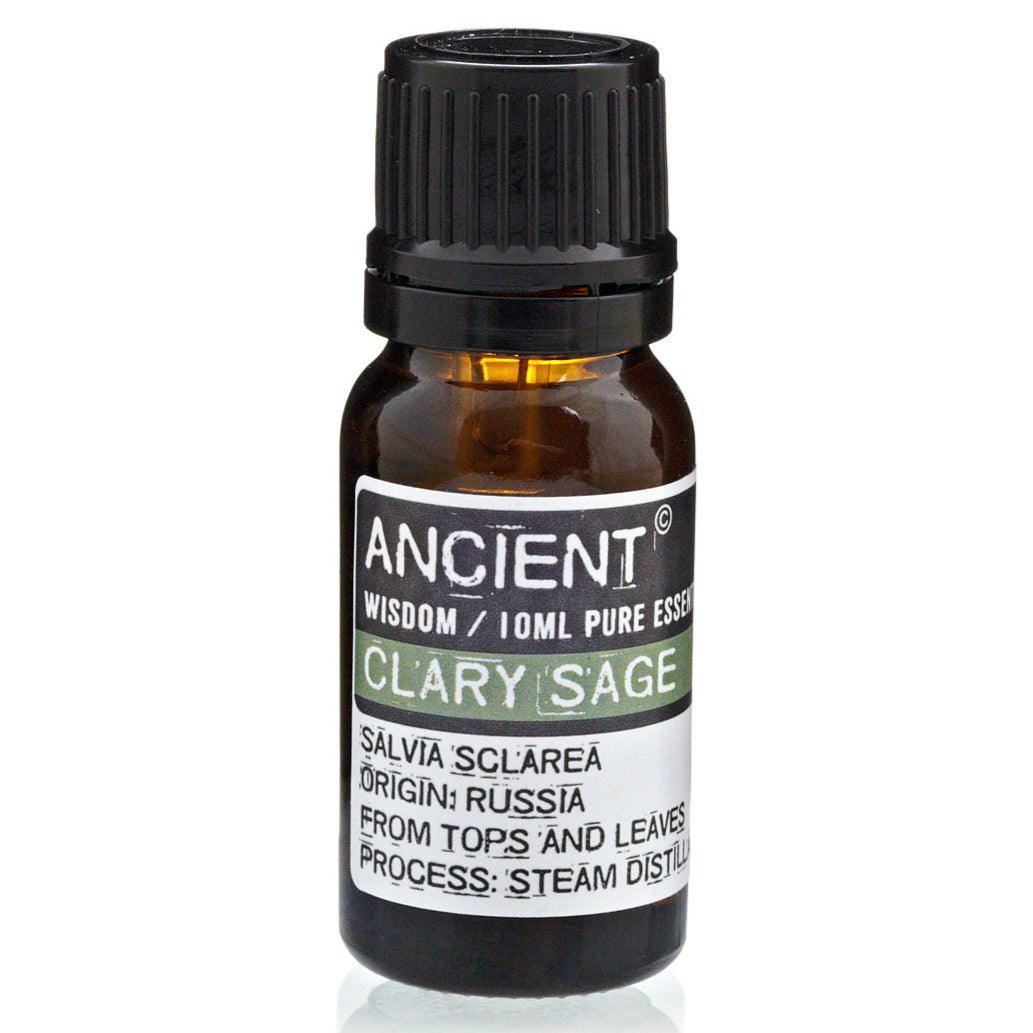 AW GIFTS Clary Sage Essential Oil in 10ml bottle, natural skin care product with calming herbal scent and therapeutic benefits.