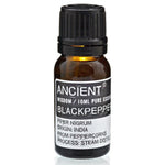 Blackpepper essential oil bottle by AW GIFTS for skin care, 10ml, with dark glass bottle and label visible.