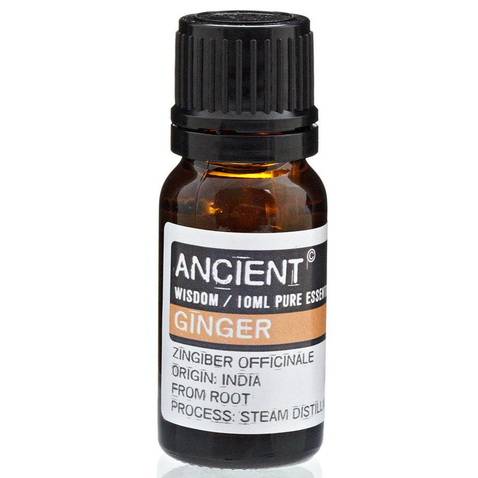 AW Gifts Ginger Essential Oil for skin care, 10ml bottle with amber glass and dropper cap, natural herbal skincare product