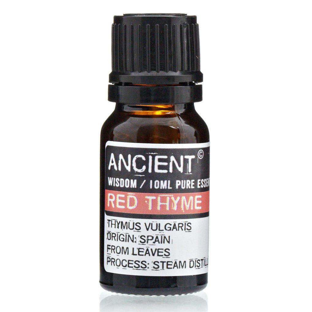 Red thyme essential oil in a 10ml bottle by AW GIFTS, used for skin care and natural aromatherapy.