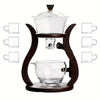TEMU premium semi-automatic glass gongfu tea set with 6 cups, elegant transparent glass teapot and cups for traditional tea brewing.