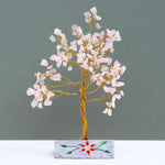 Handmade Rose Quartz Love & Harmony Tree with 160 natural stones, crystal décor, 15.5cm tall, by AW GIFTS.