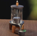 AW GIFTS backflow incense burner featuring a teahouse waterfall design, showcasing intricate details and flowing water effect.