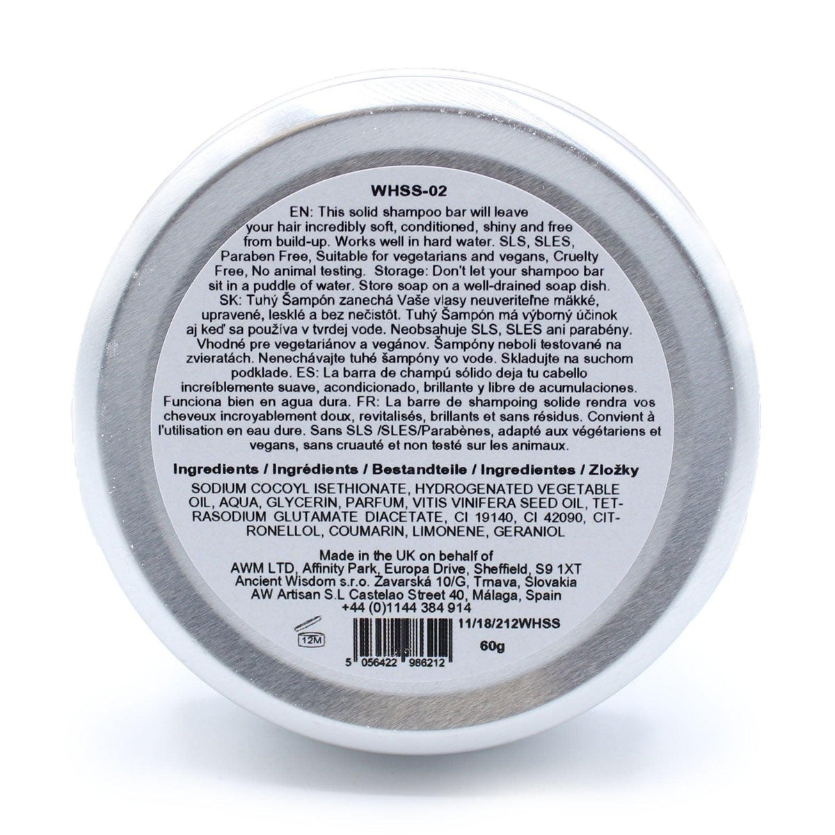 AW Gifts Wild Hare Solid Shampoo with Aloe Vera, 60g, natural hair care product featuring a solid bar in eco-friendly packaging