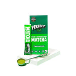 Herbalistas PerfectTed BIO ceremonial matcha powder in single serve sachets, vibrant green tea powder for traditional matcha preparation.