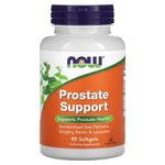 MKSTAVRINOS NOW Foods Prostate Support softgels in a bottle, showing 90 softgel capsules for prostate health supplementation.