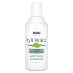 MKSTAVRINOS XyliWhite Mouthwash, Fluoride-Free Refreshmint in a 16 fl oz bottle, showing the clear liquid and label.