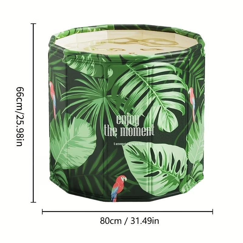 Green XL portable ice bath tub accessory by TEMU, showing the large, foldable ice bath with handles and insulation for cold therapy.