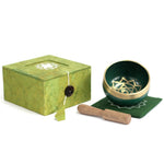 AW GIFTS Chakra Singing Bowl in heart shape, an accessory with intricate carvings, used for meditation and sound healing.
