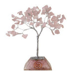 AW GIFTS gemstone tree with 80 rose quartz stones on orgonite base, decorative accessory for energy and feng shui.