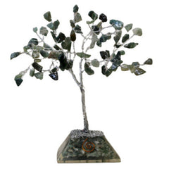 AW Gifts, Gemstone Tree with Orgonite Base - 80 Stones - Moss Agate