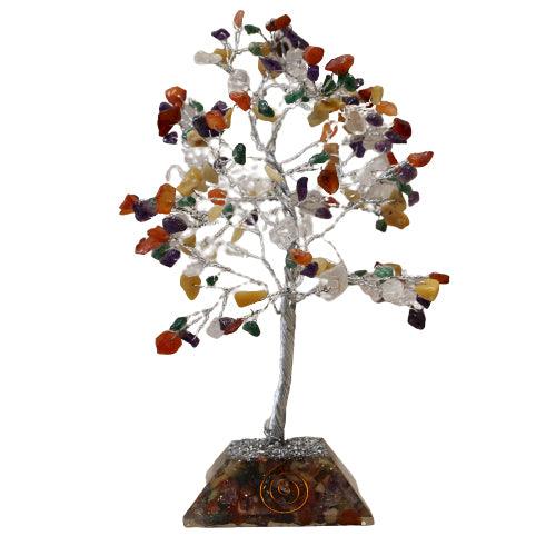 AW Gifts gemstone tree with 160 colorful stones on orgonite base, decorative accessory for positive energy and home decor.
