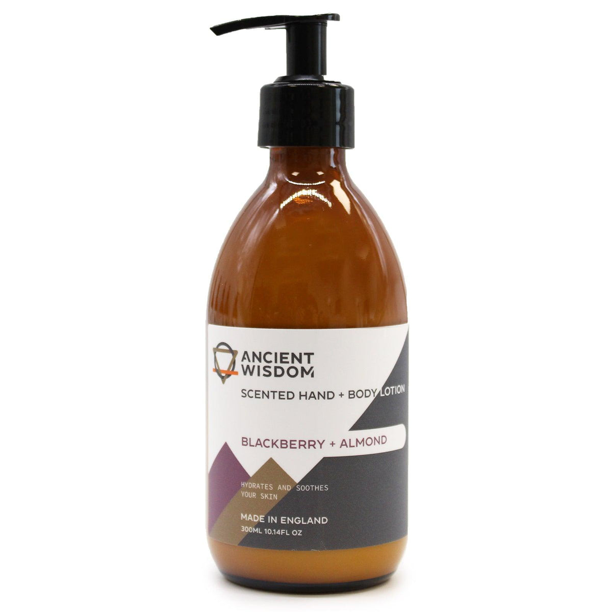 Blackberry and almond lotion by AW GIFTS in a 300ml bottle, featuring a creamy skin care formula with fresh fruit and nut scent.