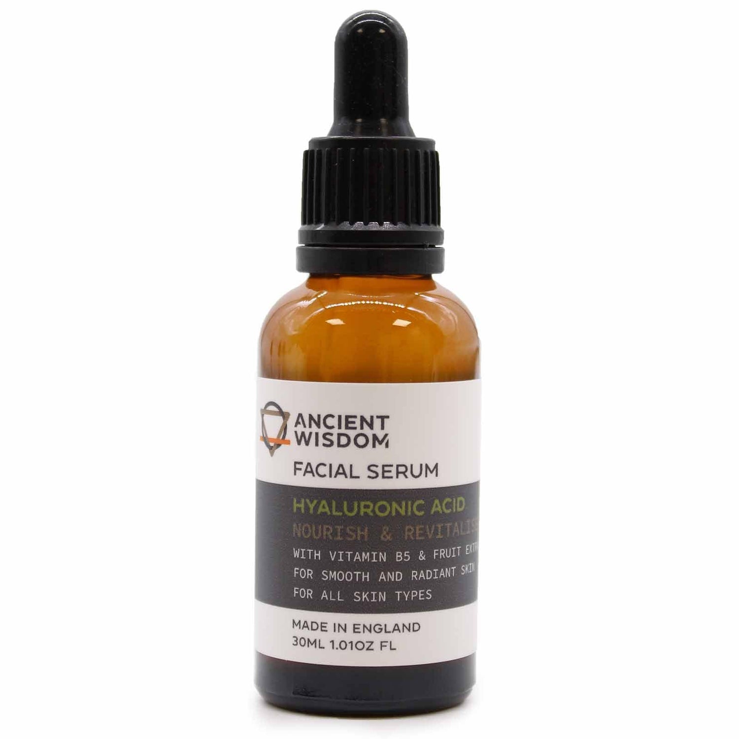 AW GIFTS Hyaluronic Acid Facial Serum in 30ml bottle, skin care product with clear dropper and serum inside.