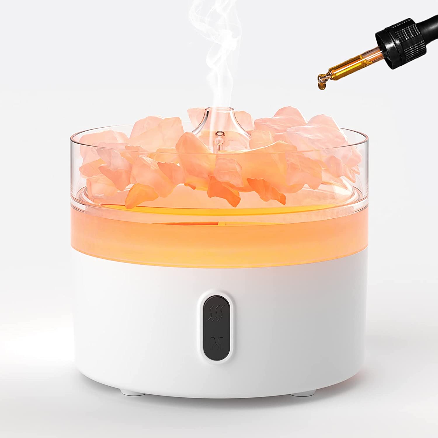 AW Gifts Himalayan Salt Aroma Diffuser with night light, USB-C power, flame effect, and included salt for relaxing aromatherapy.