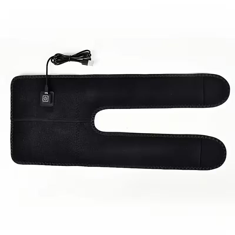 Heated USB knee massager from TEMU with adjustable straps and soft fabric for soothing comfort and relaxation at home.