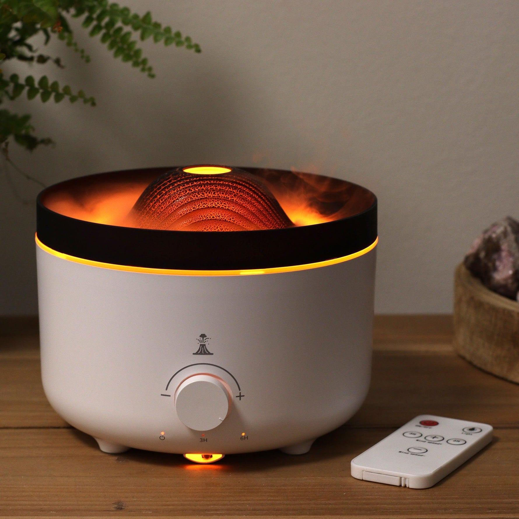 Large Volcano Effect Aroma Diffuser by AW GIFTS with plug, featuring two color options, designed as an aromatic home accessory.