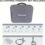 TEMU cupping and relaxation kit with vacuum cups and manual pump, showing the set of massage accessories and tools.