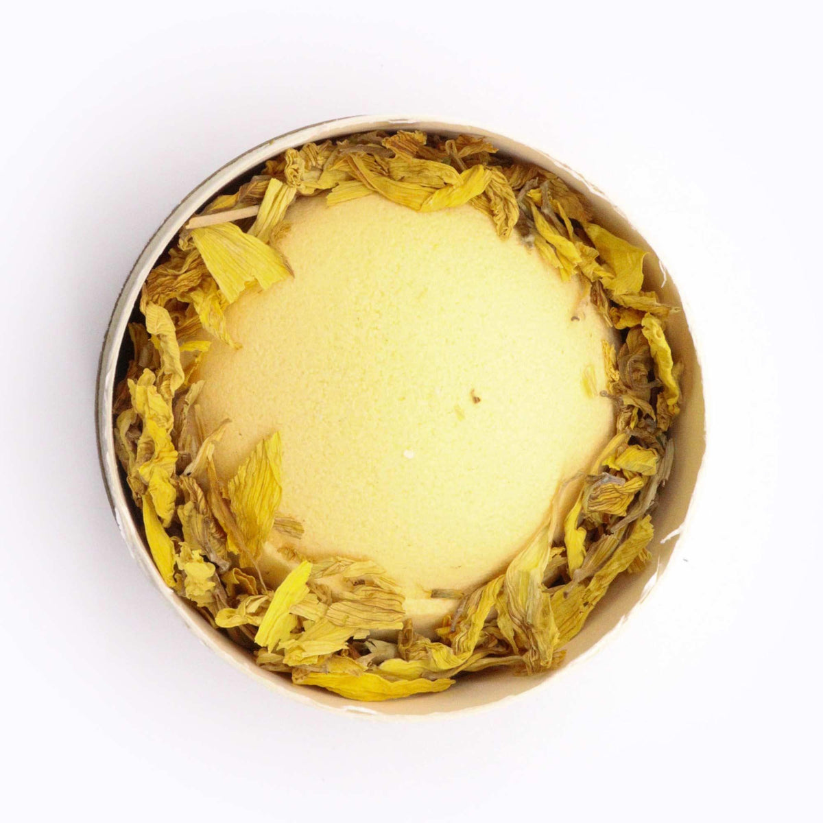 Lavender and grapefruit scented bath bomb by AW GIFTS, featuring a colorful, round sphere with chamomile and grapefruit accents.