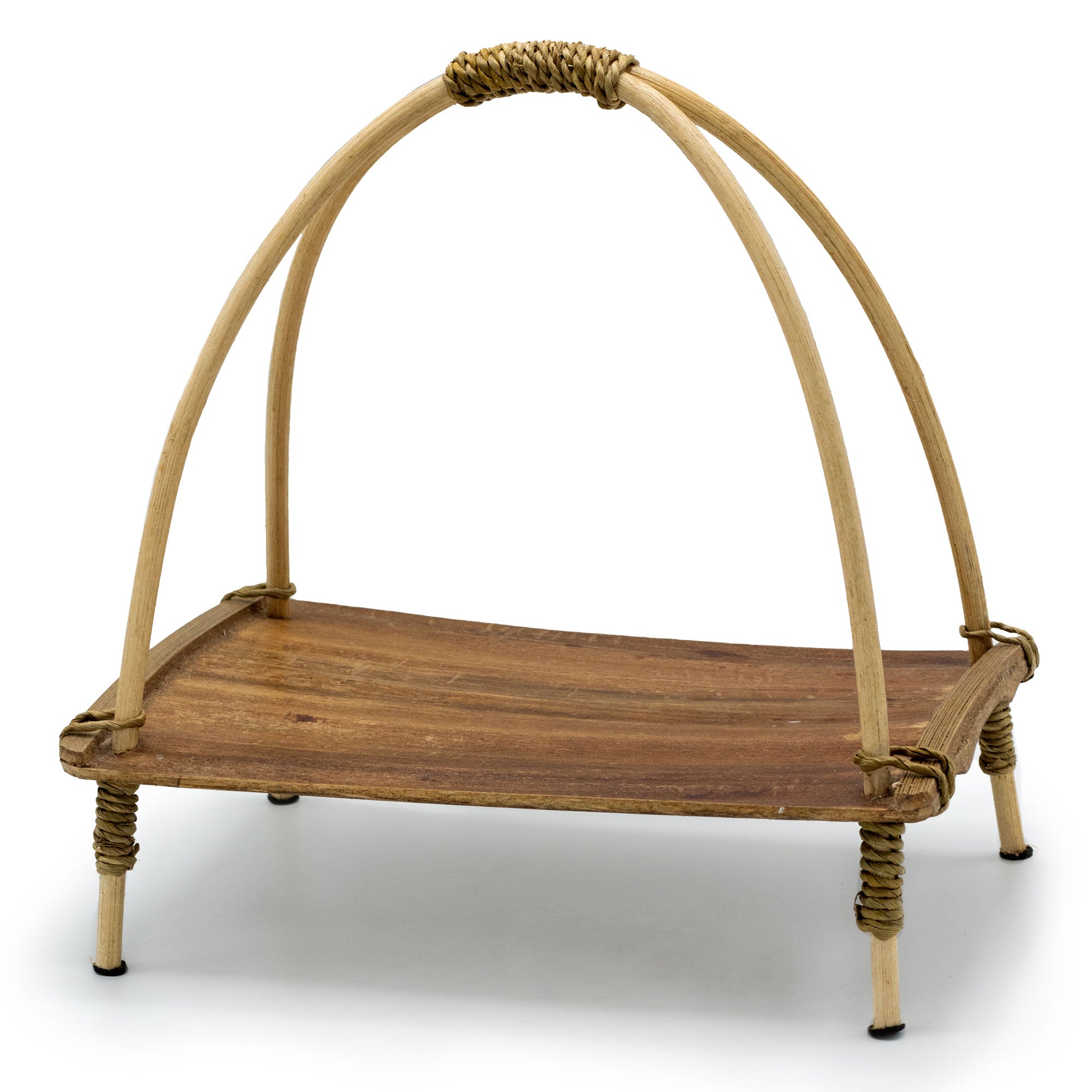 Natural coconut leaf tea stand by AW GIFTS, showcasing a handcrafted, eco-friendly tea display with intricate leaf design.
