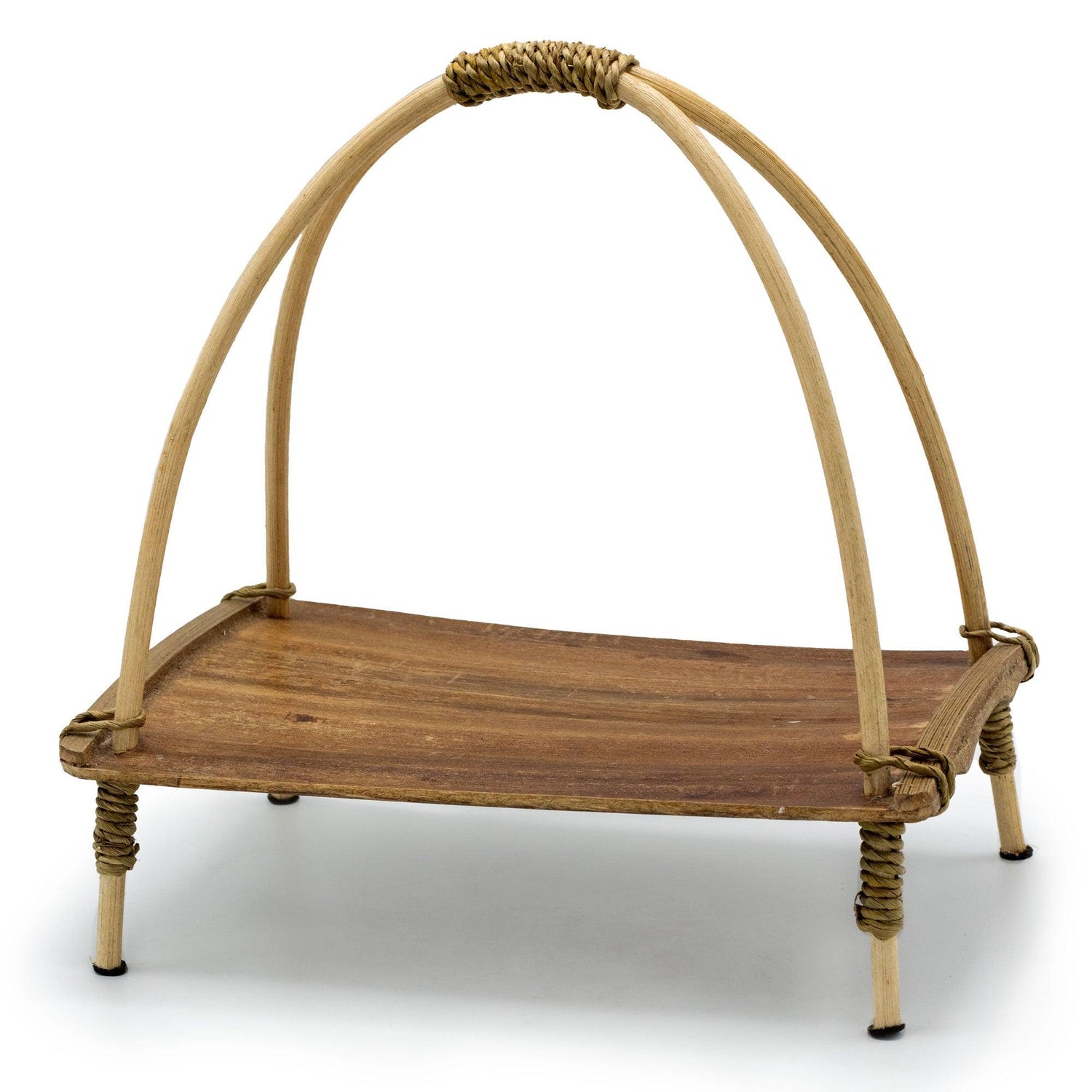 Natural coconut leaf tea stand by AW GIFTS, showcasing a handcrafted, eco-friendly tea display with intricate leaf design.