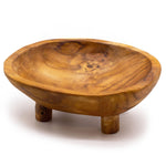 Smooth teakwood fruit bowl on legs, measuring 30x23x10 cm, designed by AW GIFTS, showcasing a stylish and natural wood finish.