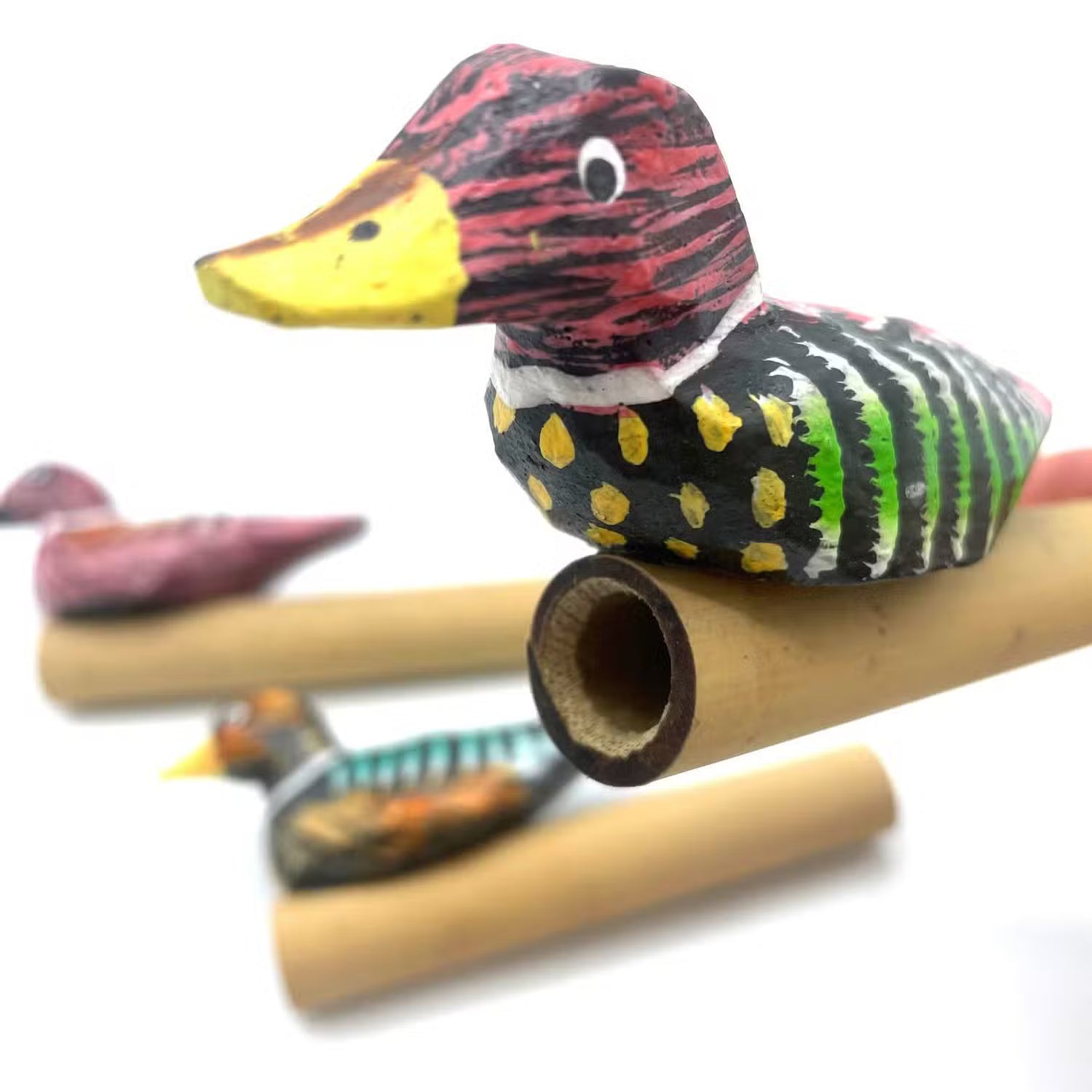 Multiple Handmade Wooden Duck Whistles – Assorted Colours