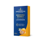 Herbalistas Haddrell's Manuka Honey UMF16+ MGO570+ lemon lozenges in an 8-pack, displayed with honey and lemon slices.