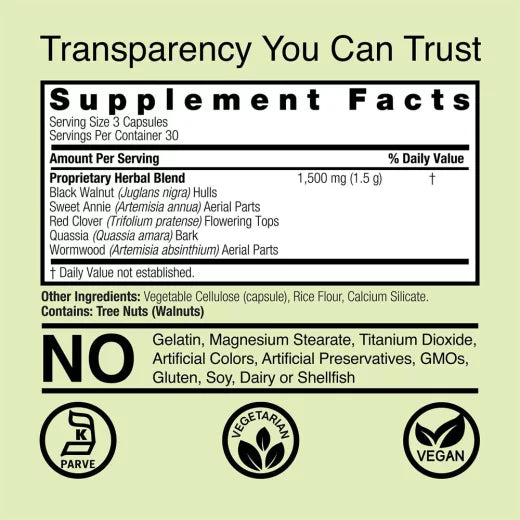 Nature's Answer Black Walnut & Wormwood 90 Veg Capsules (30 Servings)