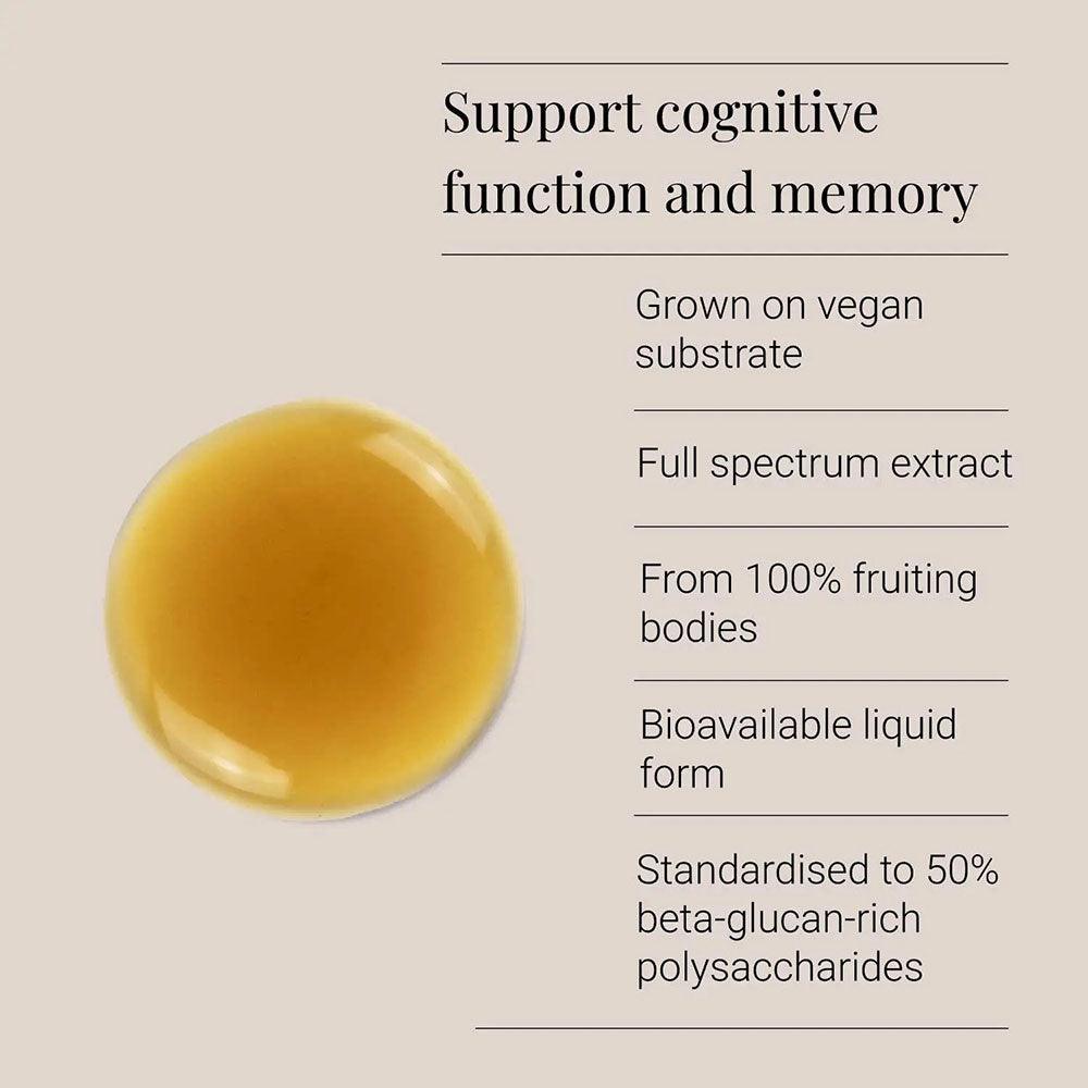 Herbalistas Kiki Health Organic Lions Mane Extract Tincture bottle, 50ml supplement with dropper for brain health support