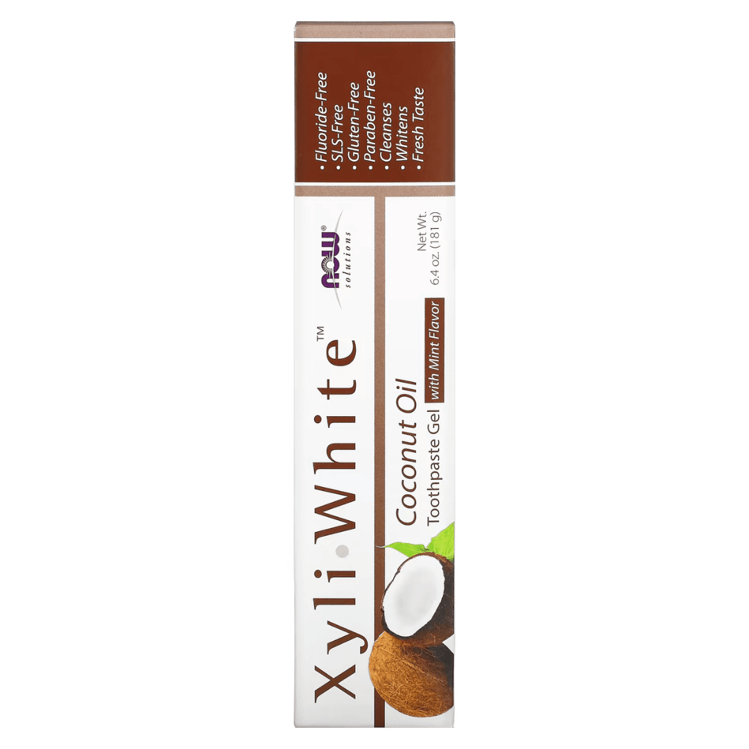 MKSTAVRINOS XyliWhite Coconut Oil Mint Toothpaste Gel in 6.4 oz tube, showing the mint-flavored toothpaste for oral freshness.