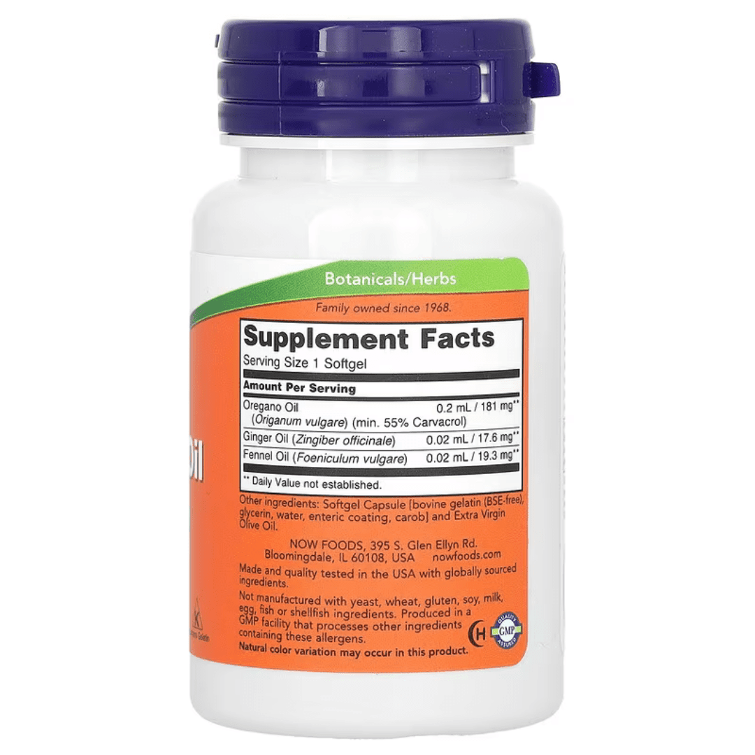 MKSTAVRINOS NOW Foods oregano oil supplement softgels, 90-count bottle, natural herbal dietary supplement for immune support
