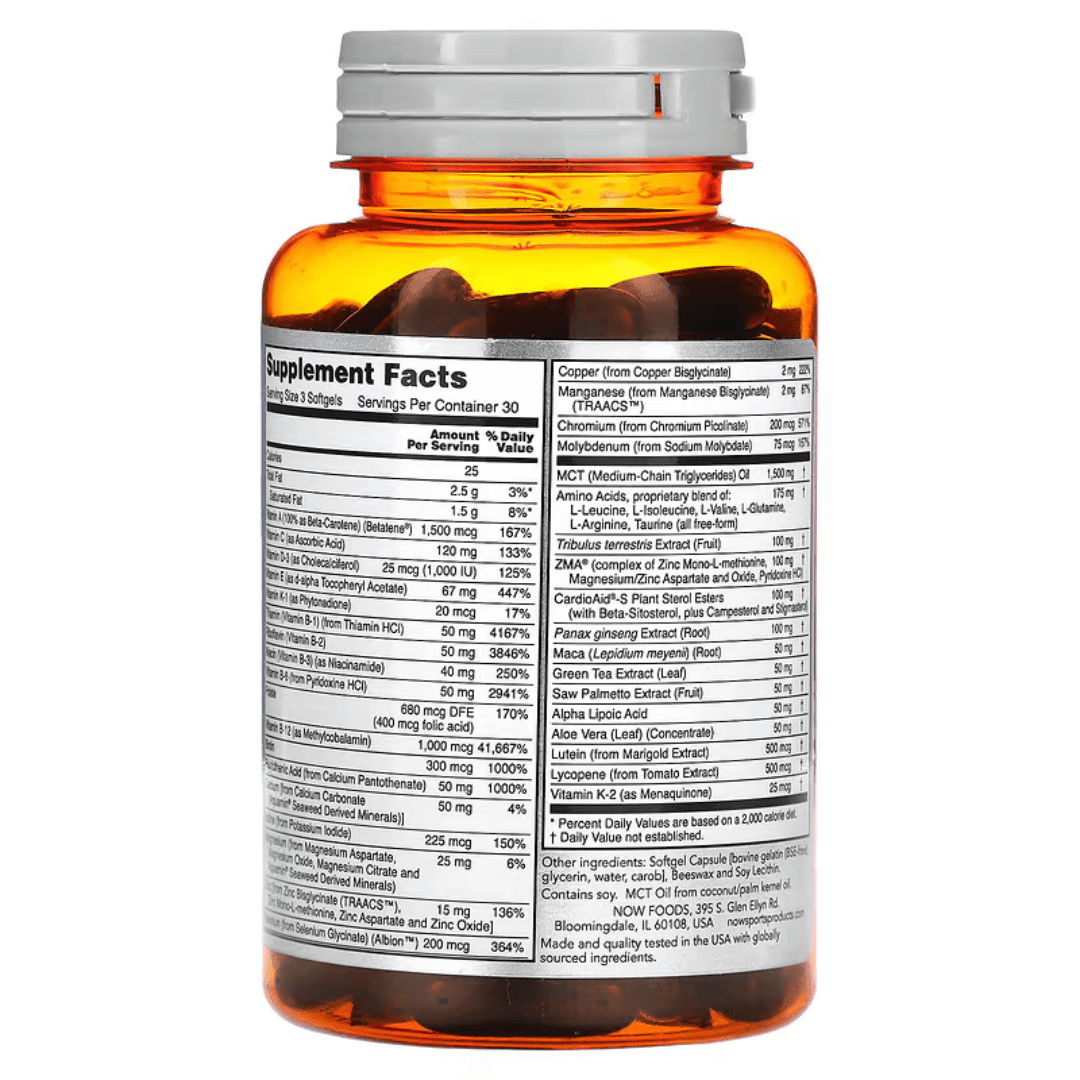 MKSTAVRINOS NOW Foods Men's Active Sports Multi supplement softgels, 90-count, dietary supplement for active men
