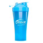 Genius Nutrition 600ml shaker bottle, accessory for mixing supplements, with a secure lid and ergonomic design.