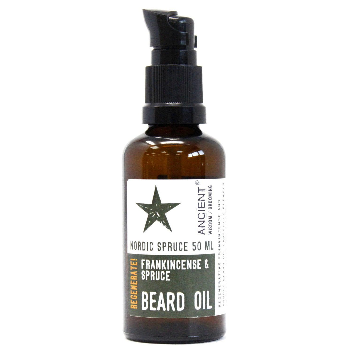 AW Gifts Nordic Spruce Beard Oil bottle, 50ml, hair care product designed to regenerate and nourish facial hair.