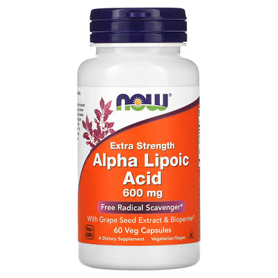 Now Foods Alpha Lipoic aAcid Extra Strength 600 mg 60 Veg Capsules | 1 Capsule Per Serving