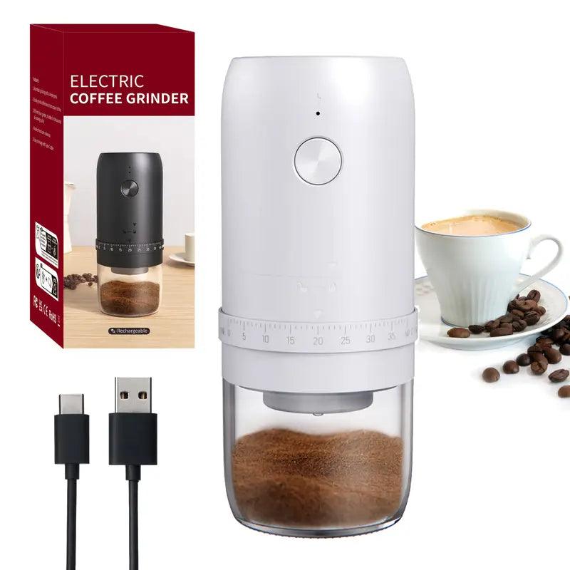 Portable TEMU electric coffee grinder with stainless steel burrs for quick, fresh coffee grinding on the go.