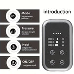 Electric full-leg massager by TEMU with adjustable intensity and heat therapy, showing massaging straps and control panel.