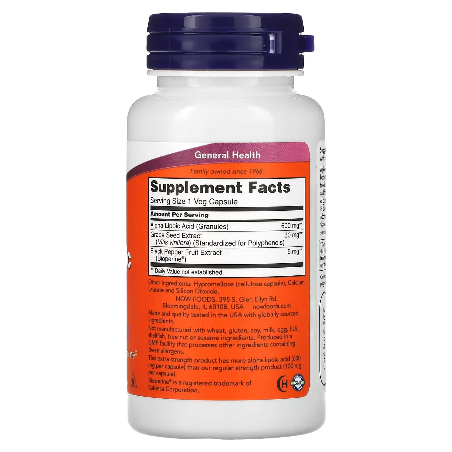 Now Foods Alpha Lipoic aAcid Extra Strength 600 mg 60 Veg Capsules | 1 Capsule Per Serving