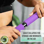 Portable TEMU Pilates bar kit with resistance bands and latex cords, showing the exercise bar and colorful resistance bands.